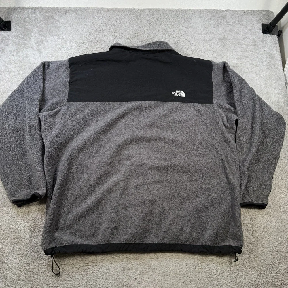 The North Face Denali Jacket Mens 3XL Black Grey Full Zip Fleece Polartec Pocket